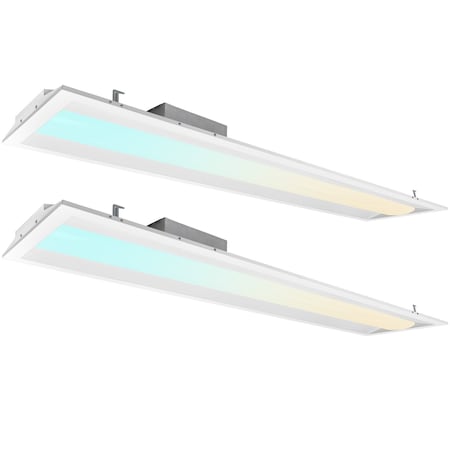 Luxrite 1x4 FT Rectangle LED Troffer Light 3CCT 3500K-5000K 16/20/30W 2000/2500/3750LM 0-10V Dimmable 2-Pack LR25135-2PK